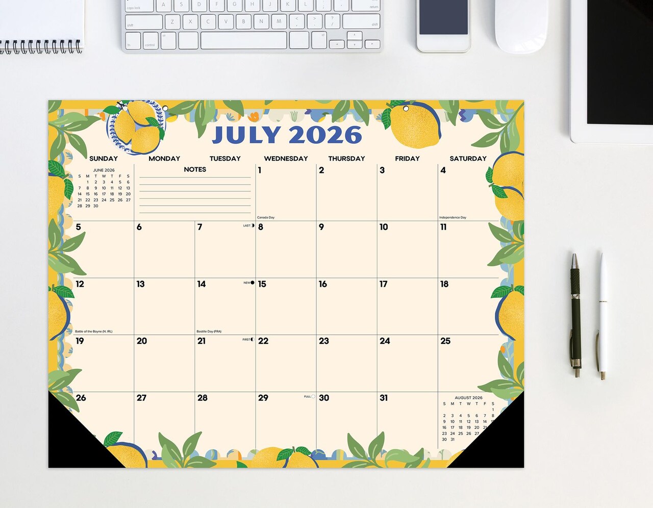 Mediterranean Moments Academic Year July 2026 - June 2027 22" x 17" Large Monthly Deskpad Calendar